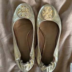 Tory Burch Metallic Gold Flats